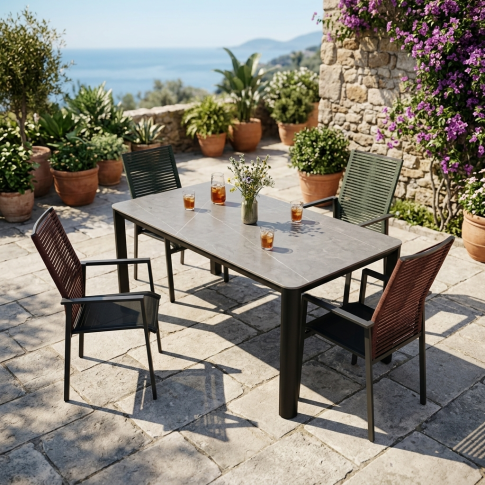 Tischgruppe Dining Tisch Palermo 180x90 cm + Stuhl Mailand