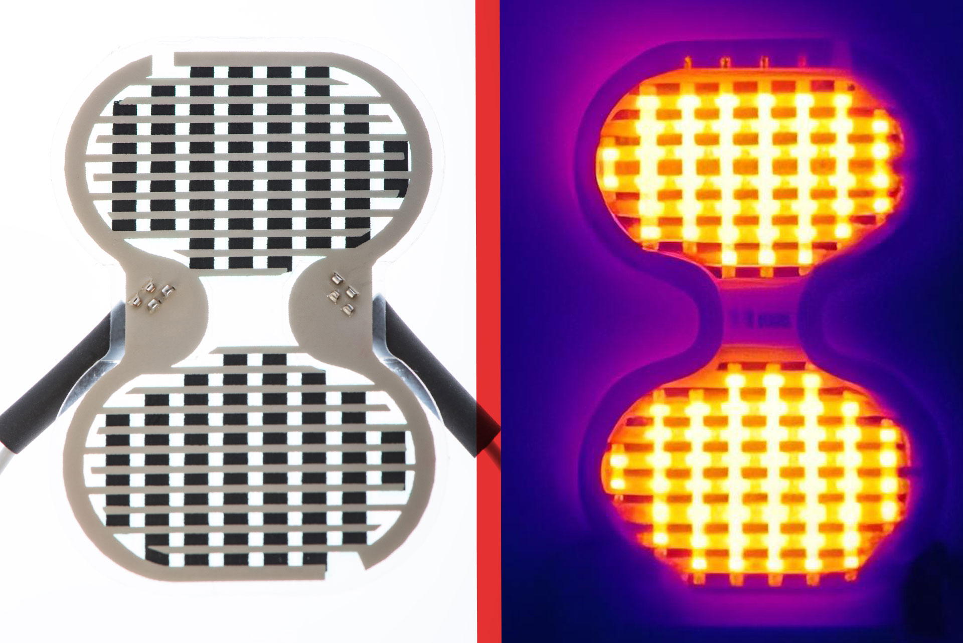 Battery heating (thermal image): PTC heating films & heating elements