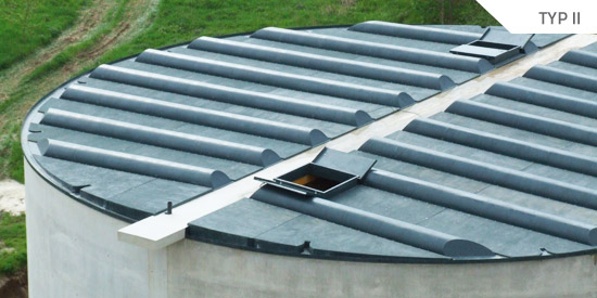 Tonnenabdeckung in Flachbauweise