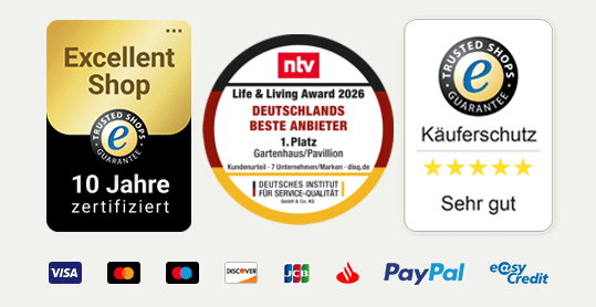 Auszeichnungen: Trusted Shops 10 Jahre Excellent Shop, ntv Deutschlands Beste