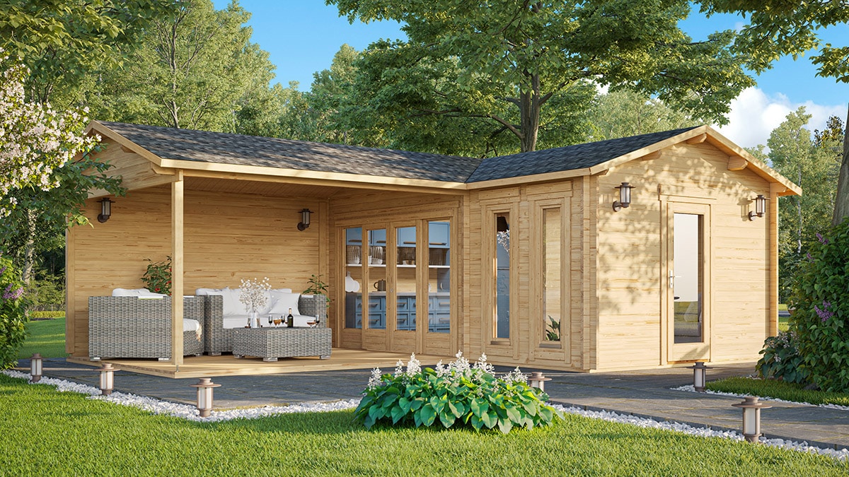 Eck-Gartenhaus Hansa Corner B, 18 m², 44 mm