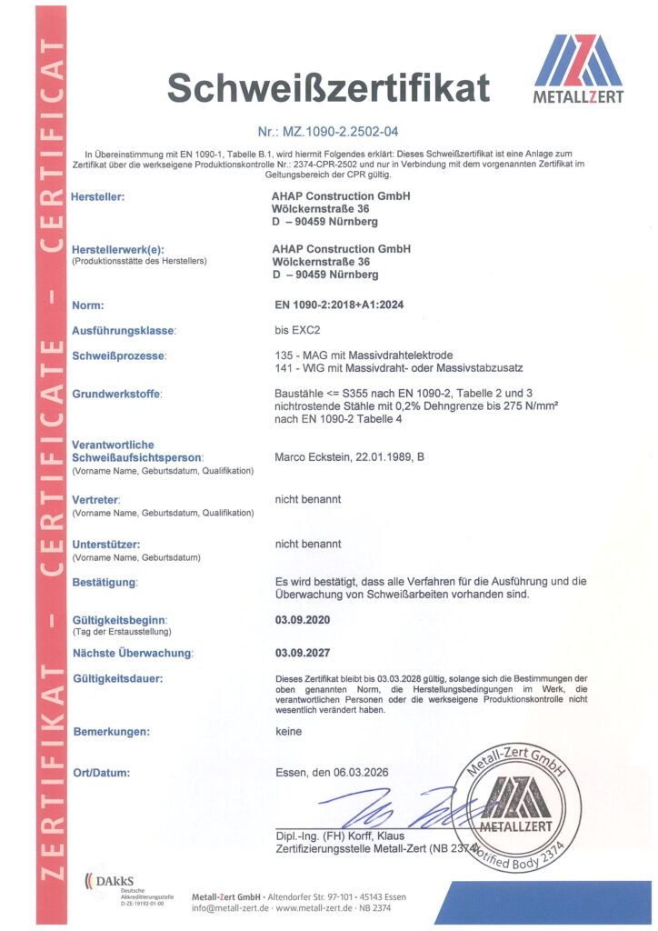 Schweißzertifikat