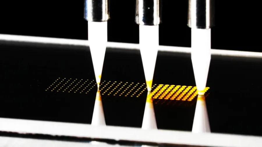 Kontaktbasiertes Spotting eines hochdichten Arrays mit Kapillar-Pins