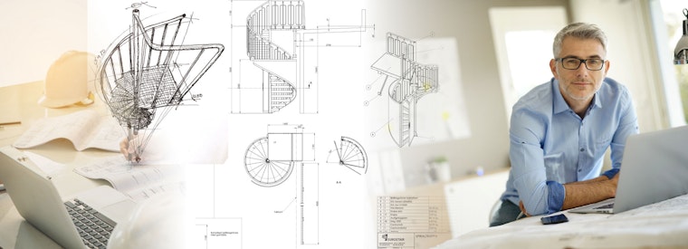 Projektplanung mit Zeichnungen von Spindeltreppen