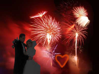 Wedding fireworks with light image