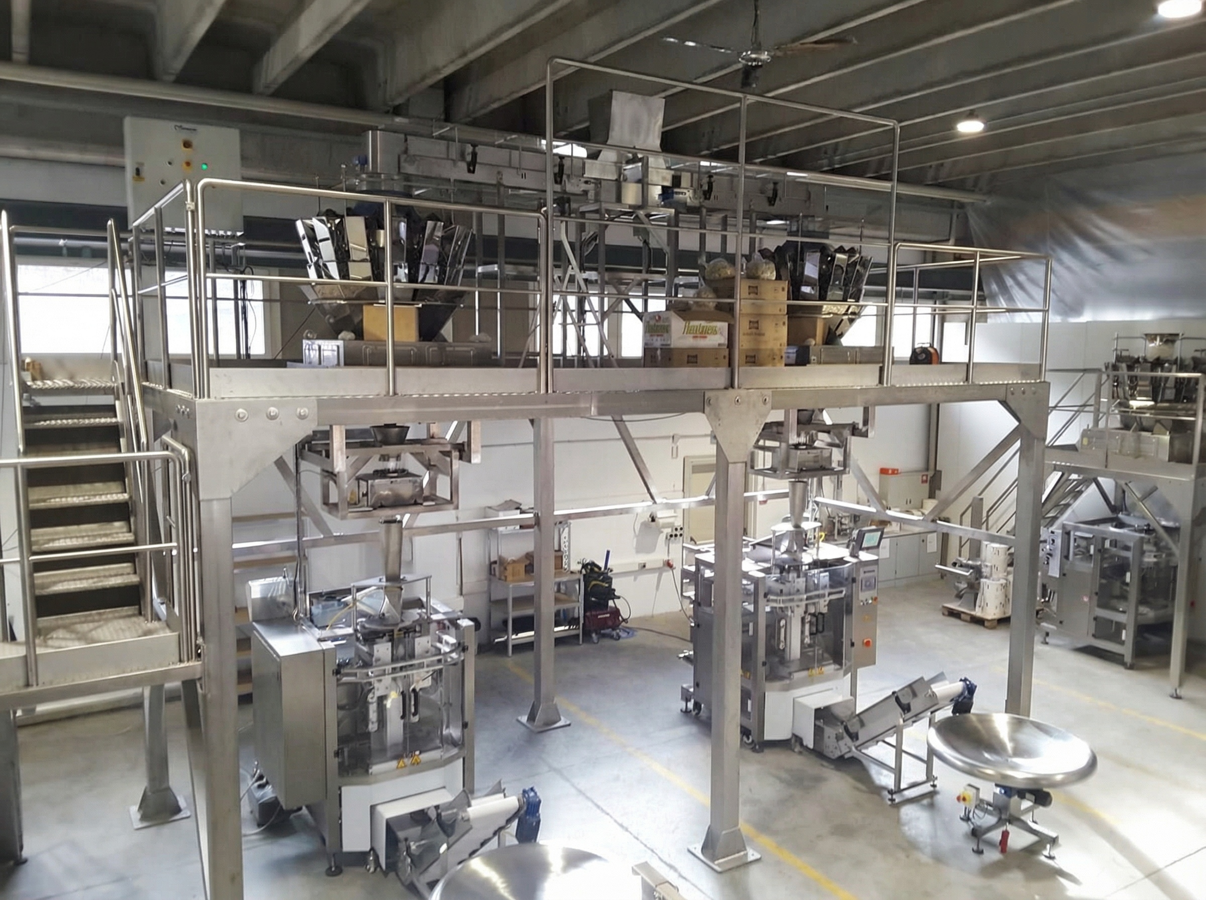 Synchronisierte VFFS-Produktionslinie mit Multihead-Wägern