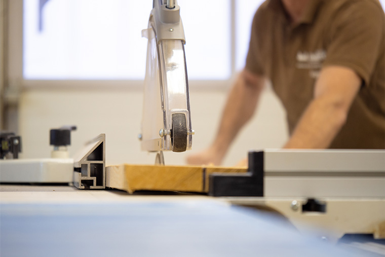 Edging a board in the workshop