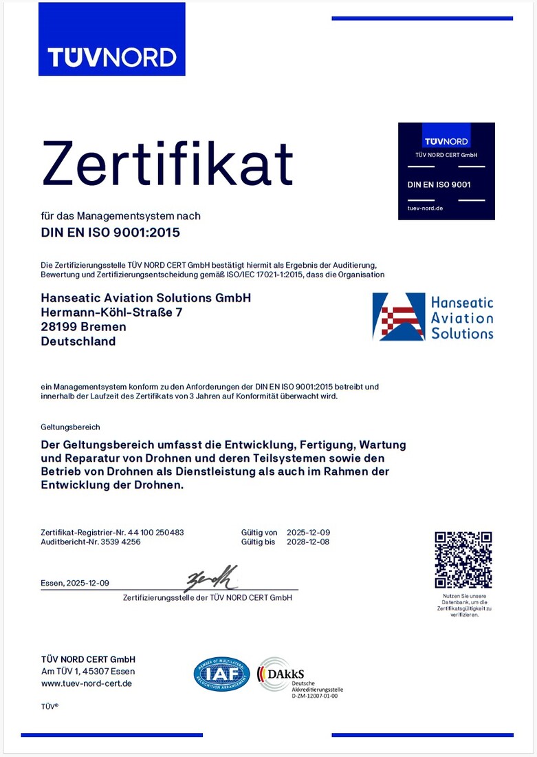 DIN EN ISO 9001:2015-Zertifikat (seit 04.09.2025)