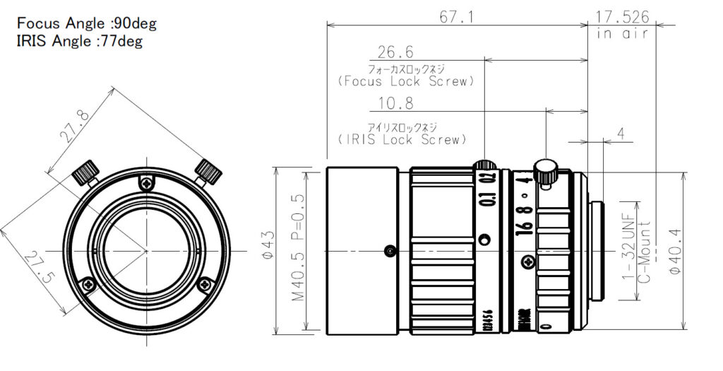 MA111F16VIR Blueprint (Infrarot-korrigiertes 1.1"-Objektiv)