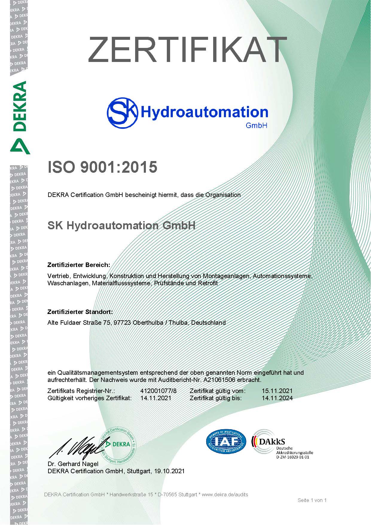 Zertifikat ISO 9001:2015