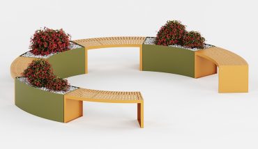 ONDA Sitzbänke und Pflanzgefäße