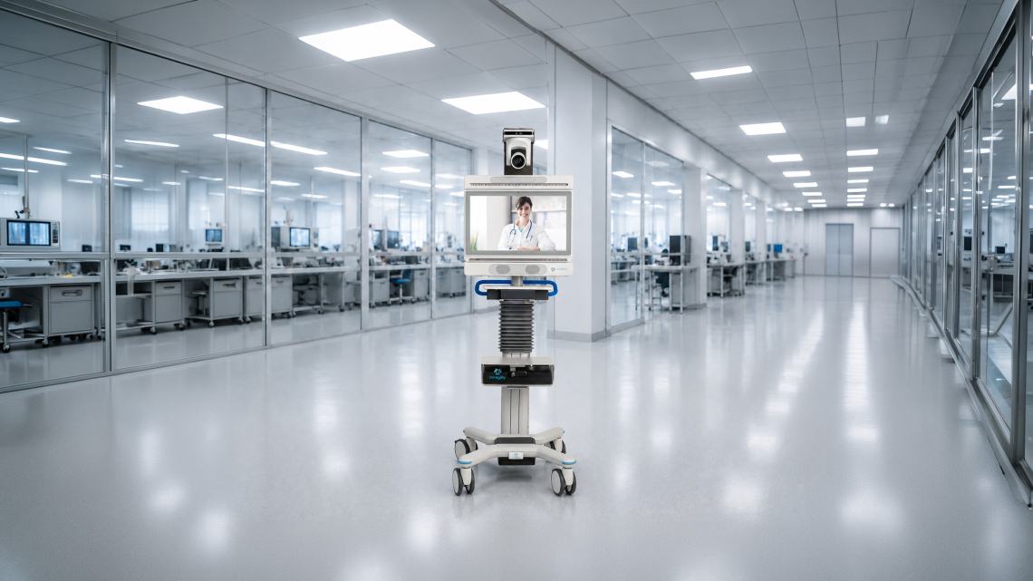 Telemedizin-Gerätewagen mit integriertem Display