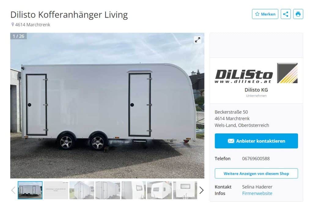 Dilisto Anhänger im willhaben-Shop