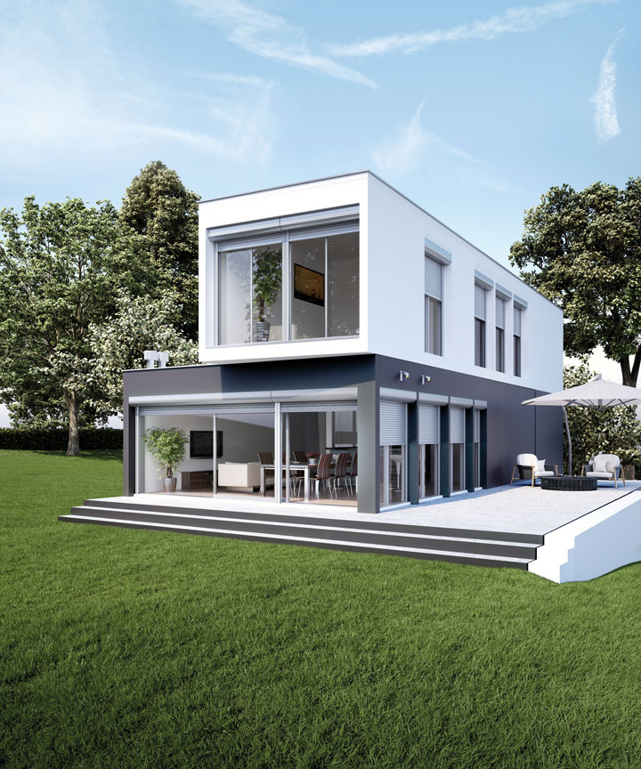 Einfamilienhaus mit großzügigen Fenstern