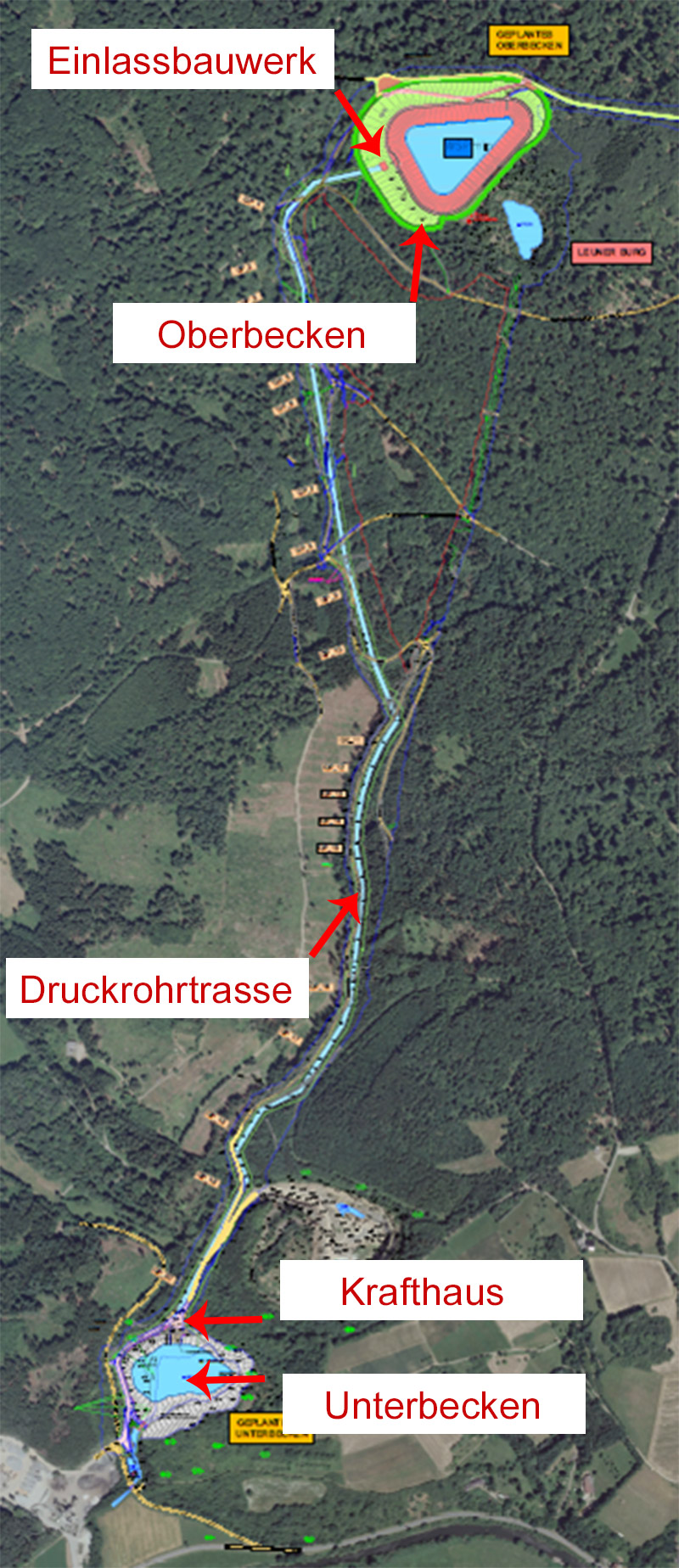 Übersichtskarte Pumpspeicherwerk Leun