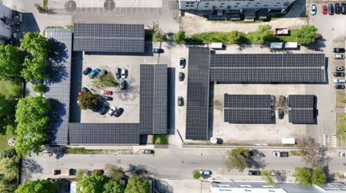 PV carport 600 kWp, Stadlauer Malzfabrik, 1220 Vienna (top view)