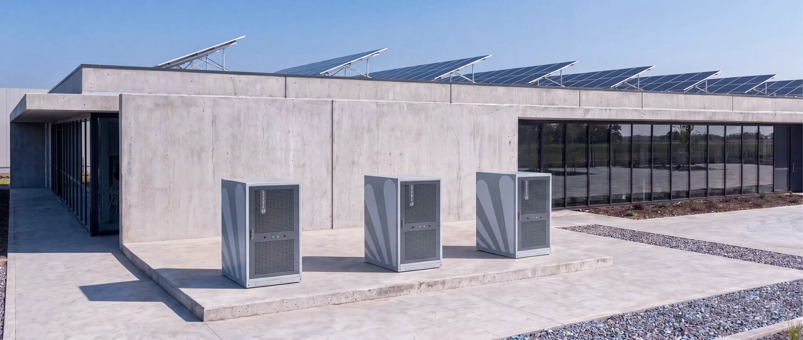 Three PHENOGY battery cabinets for self-consumption optimization