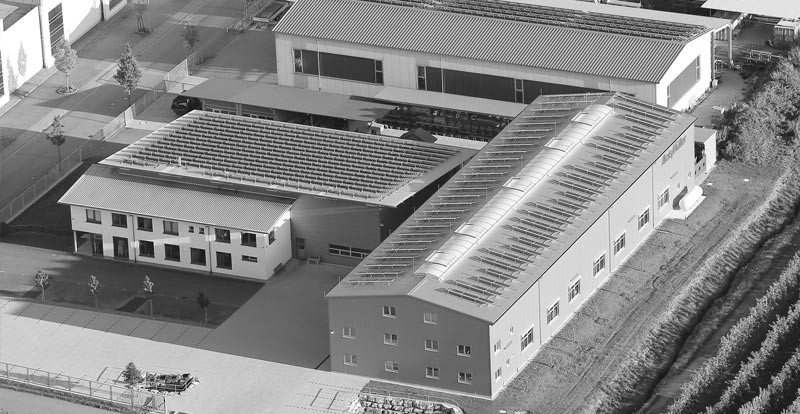 Luftaufnahme der Fertigungshalle