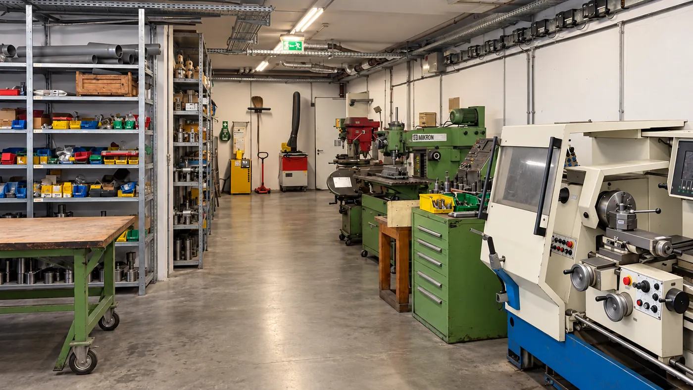 Prototypen-Werkstatt mit Dreh- und Fräsmaschine