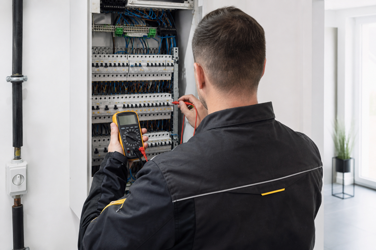 Prüfung einer Elektroverteilung mit Messgerät