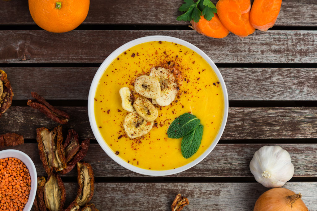 Süsskartoffel-Mango-Suppe