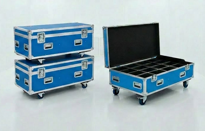 Stapelbares Flightcase-System mit Rollen
