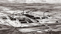 Historische Darstellung der ersten BASF-Fabriken in Ludwigshafen