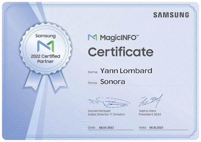 Samsung MagicInfo-Zertifikat