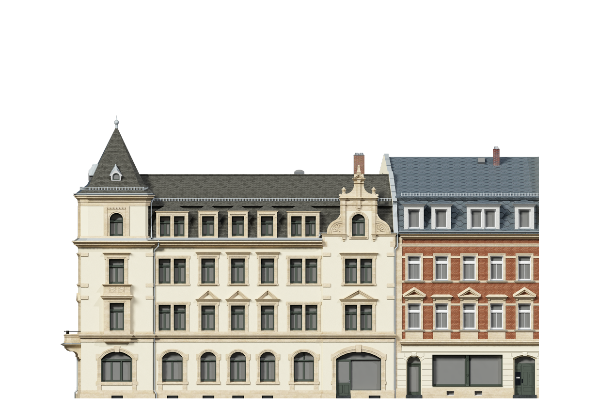 Häuserensemble, Dresden – kolorierte Ansicht