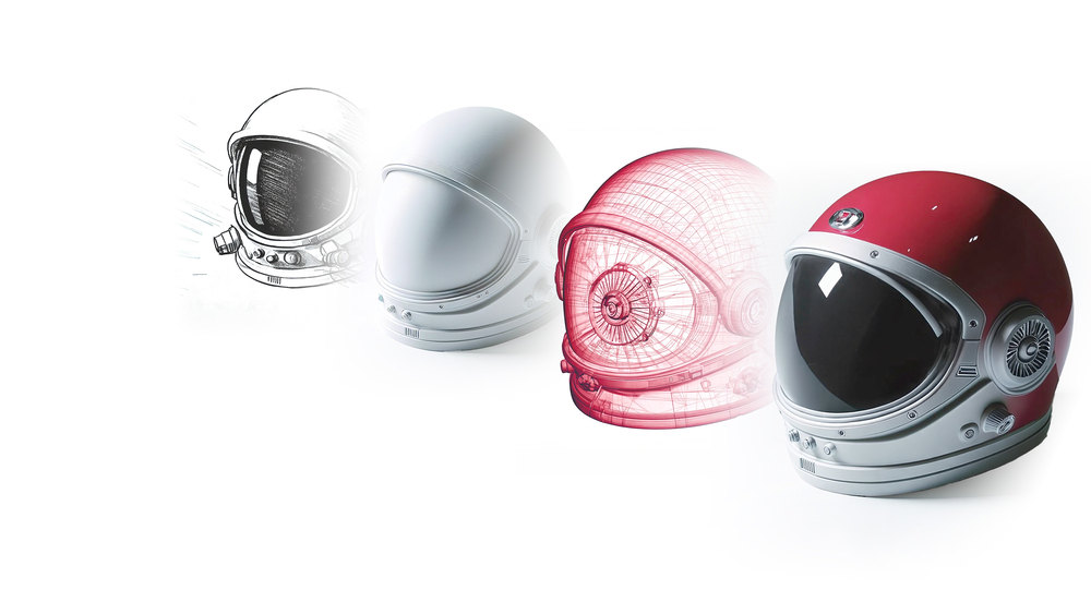 Astronautenhelm: von Skizze über 3D-Modell bis zum fertigen Bauteil