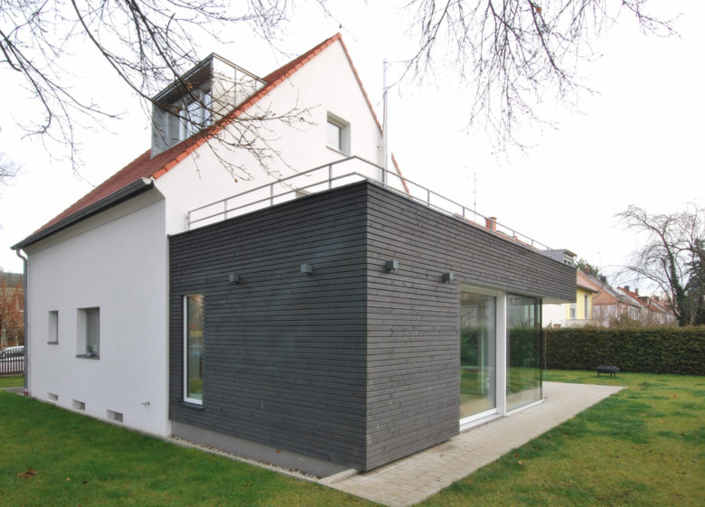 Anbau und Dachaufstockung Siedlungshaus