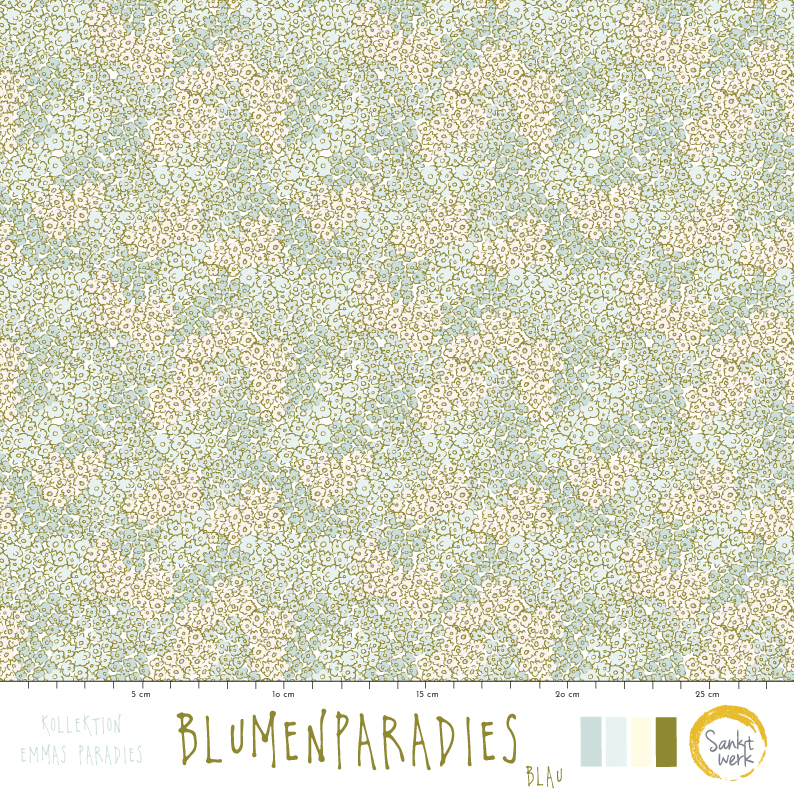 Bio Stoff - Blumenparadies Blau