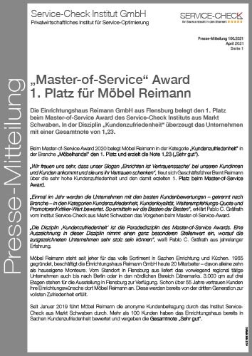 Master-of-Service Award 2021