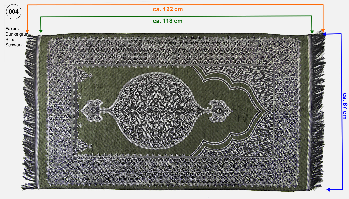 Seccade Gebetsteppich, 118 x 67 cm, Farbe Dunkelgrün