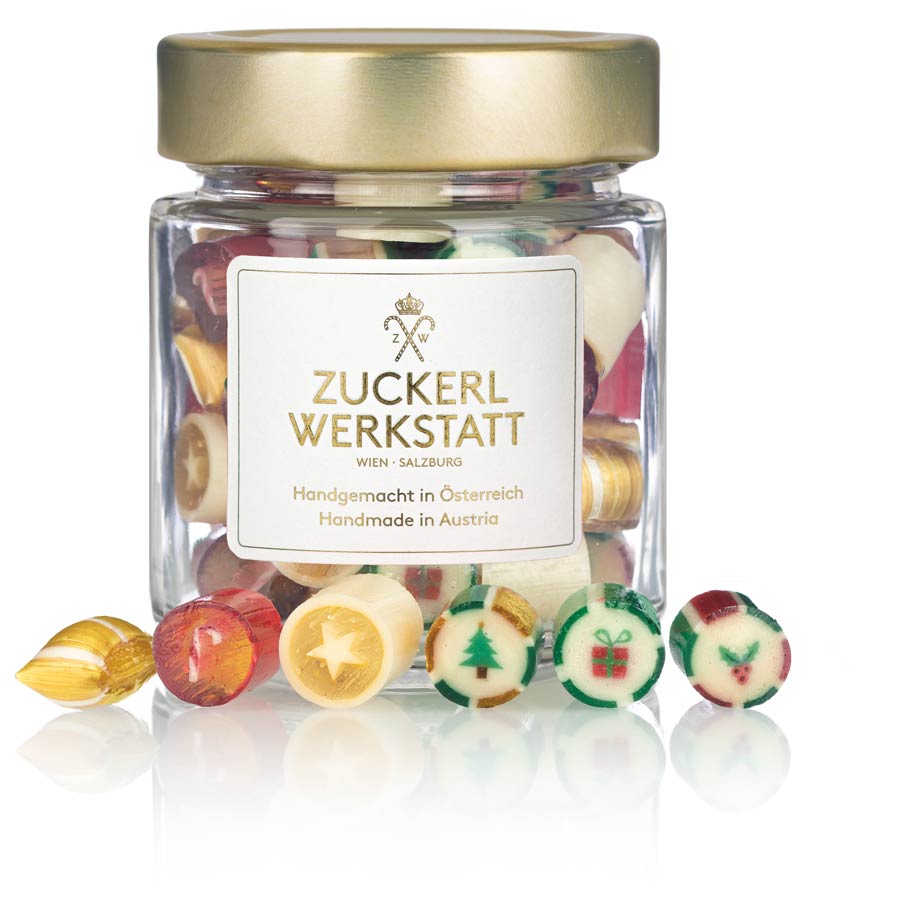 Handgemachte Bonbons mit Weihnachtsmotiven
