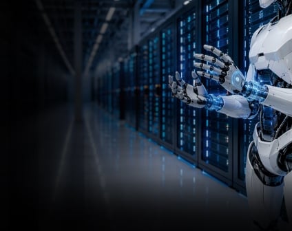 Humanoid robot with data center environment – low-voltage GaN portfolio