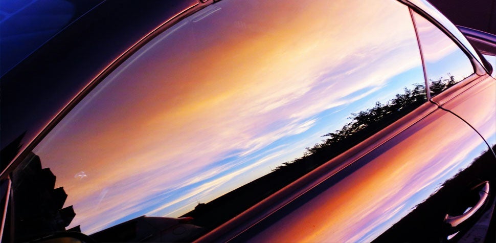 Reflection in a vehicle windshield