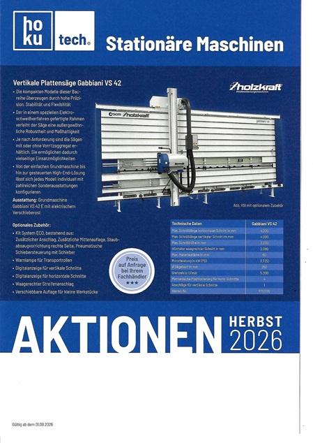 Stationäre Maschinen – Aktionen Herbst 2026
