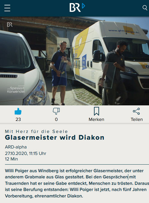 Glasermeister im BR-Fernsehbeitrag