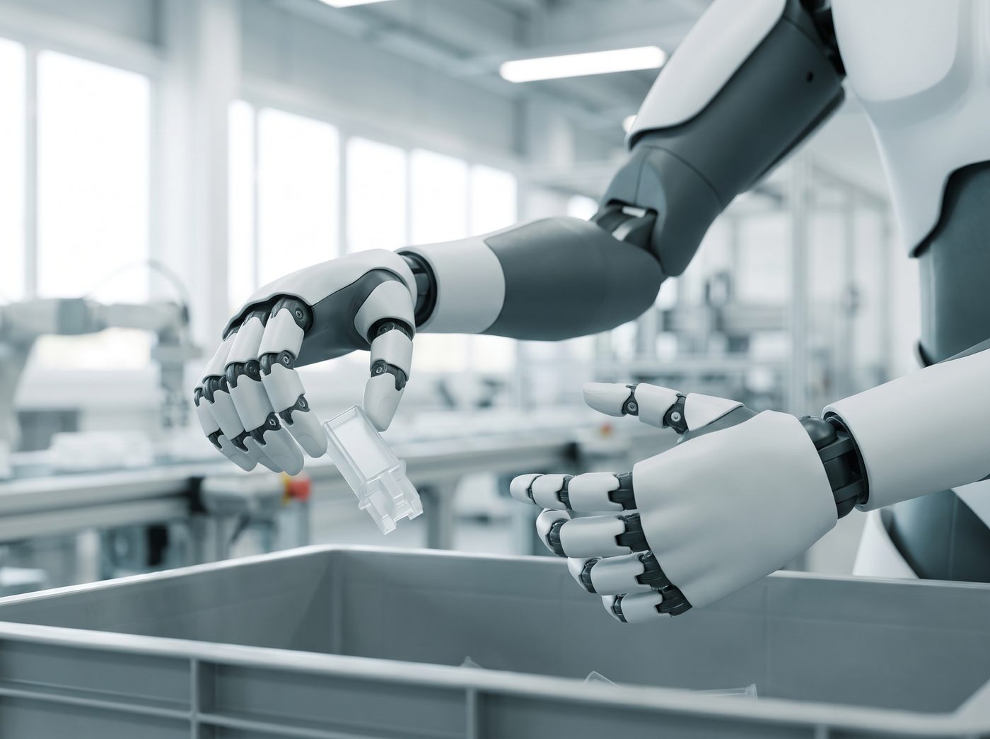 Humanoider Roboter bei der Bauteilentnahme
