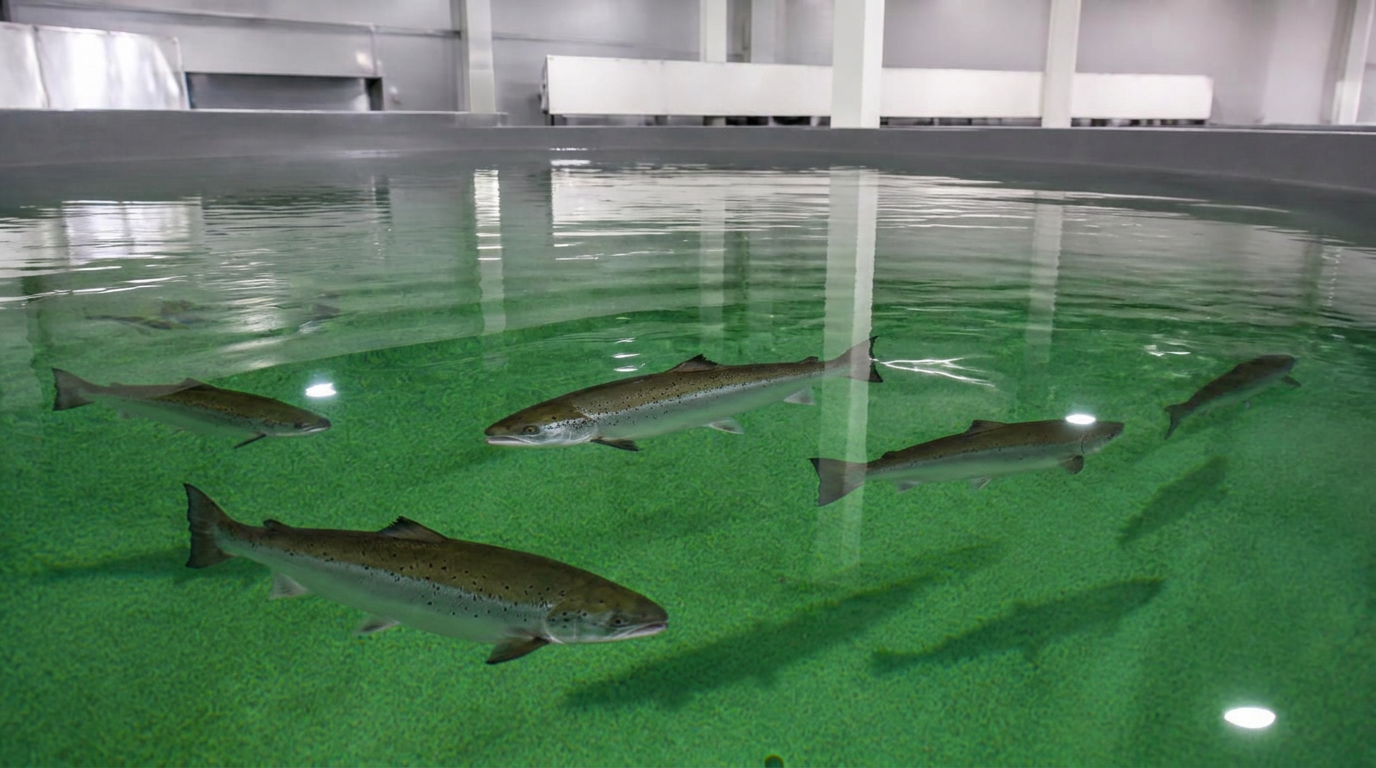 Atlantischer Lachs im Aufzuchtbecken