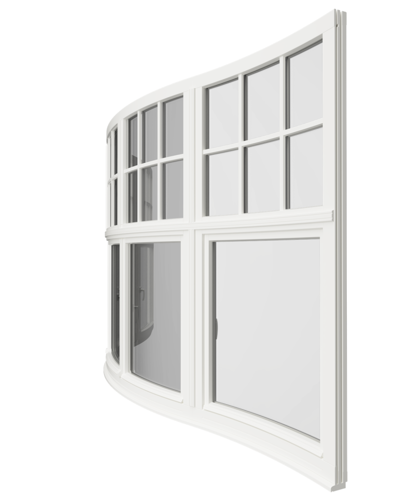 Holzfenster mit Sprossen als Erkerverglasung (Slimline 28)