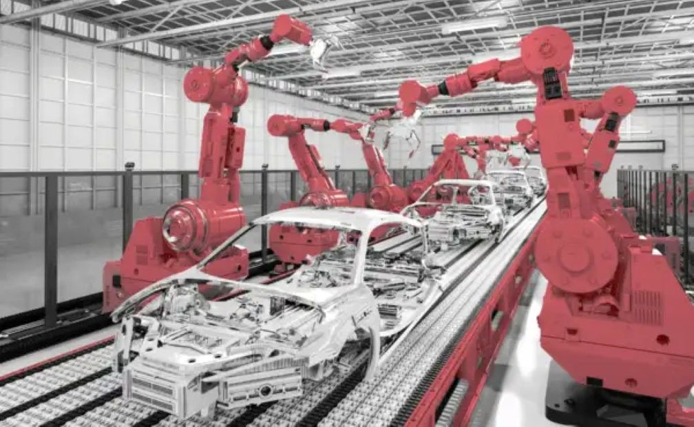 Robot line for welding applications