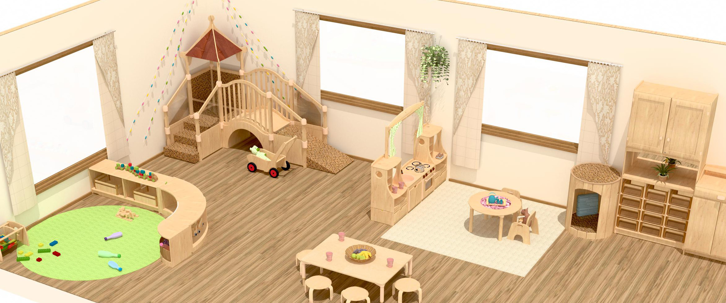 Beispielraum mit Grundriss und 3D-Ansicht