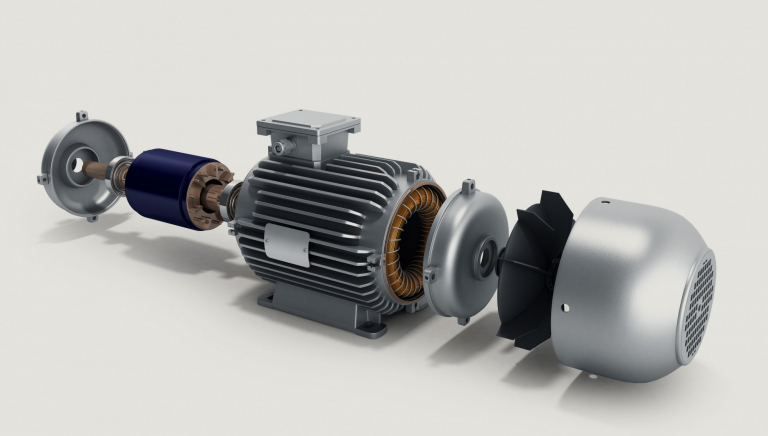 Elektromotor in Einzelteilen