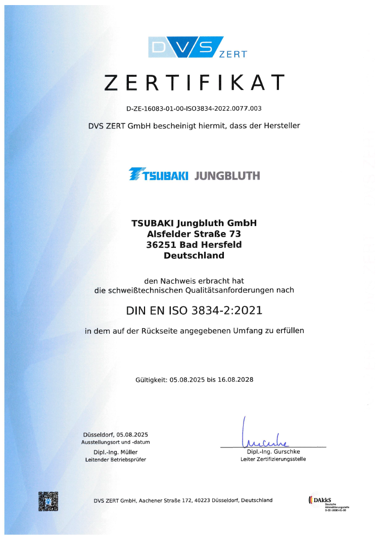 ISO 3834-2 Zertifikat