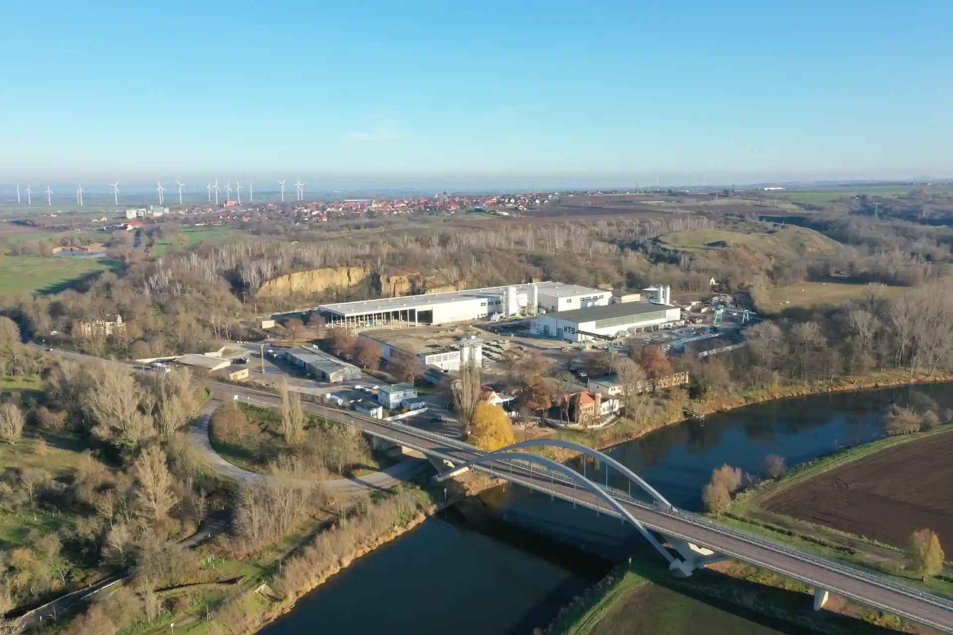 Werksgelände in der Region Könnern, Drohnenaufnahme