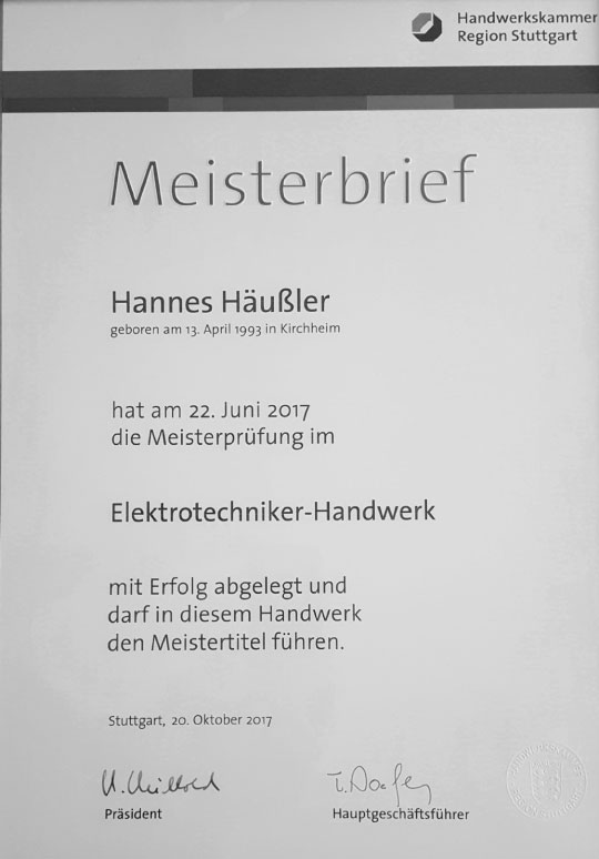Meisterbrief Elektrotechnik