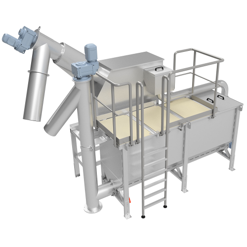 HXS 500 helix screen as tank-mounted unit with PWL Modular 75 grit trap