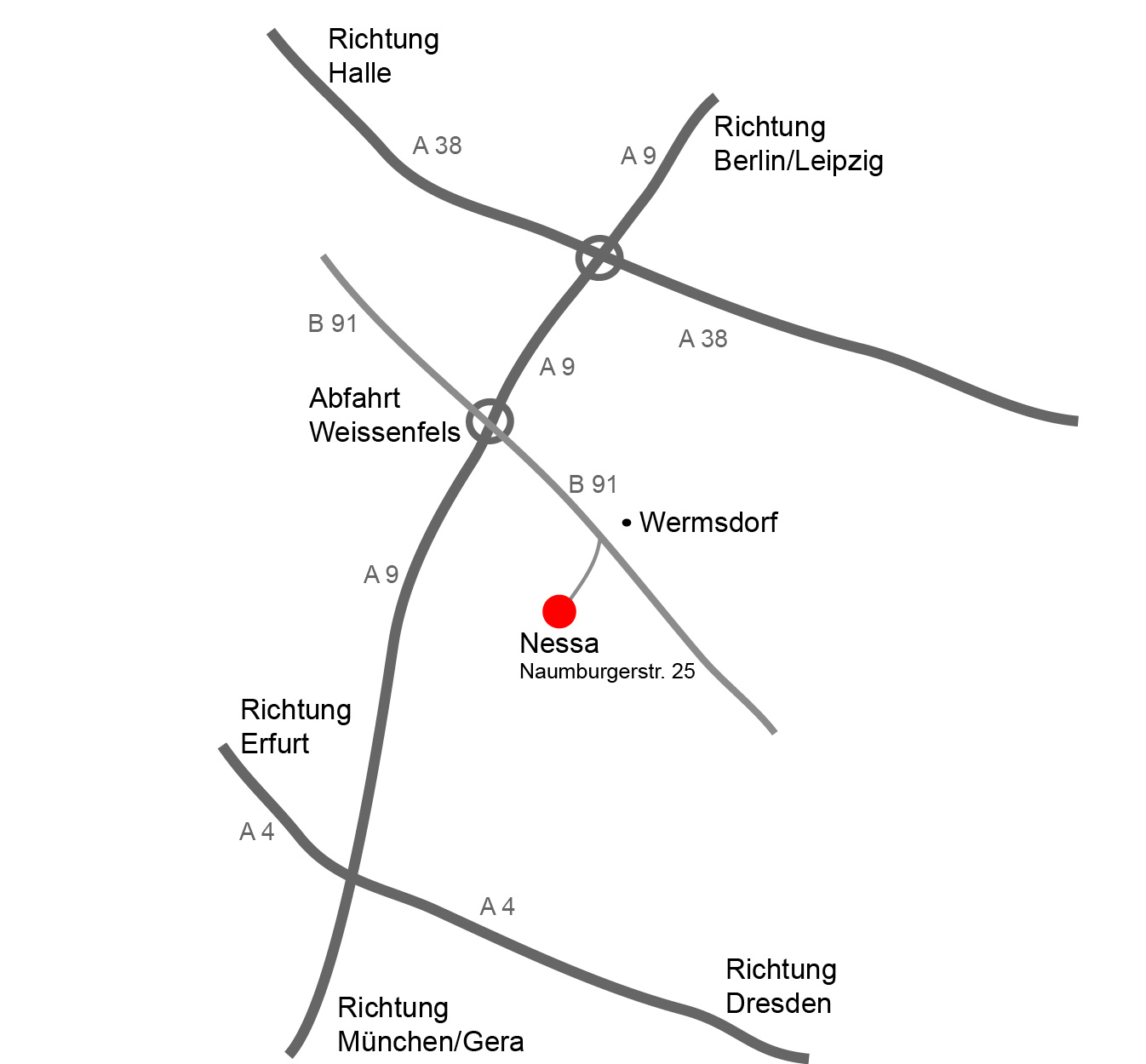 Anfahrtsplan Standort Teuchern OT Obernessa